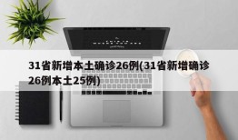 31省新增本土确诊26例(31省新增确诊26例本土25例)