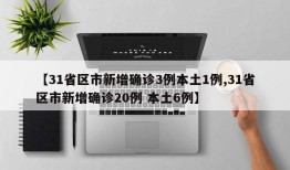【31省区市新增确诊3例本土1例,31省区市新增确诊20例 本土6例】