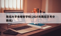 舞蹈大学有哪些学校(2025年舞蹈艺考分数线)